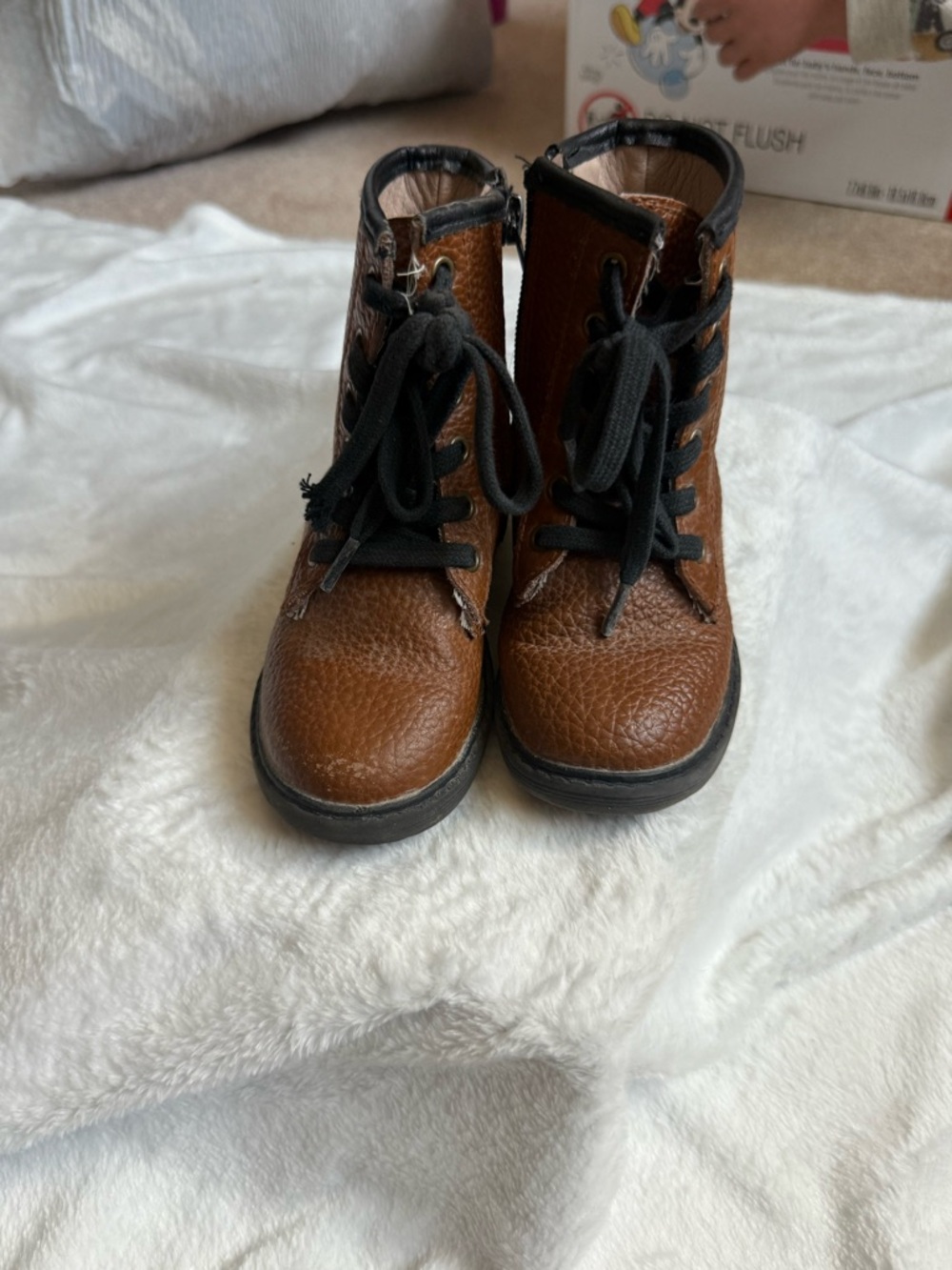 Monkey Feet Brown and Black Toddler Lace-Up Boots